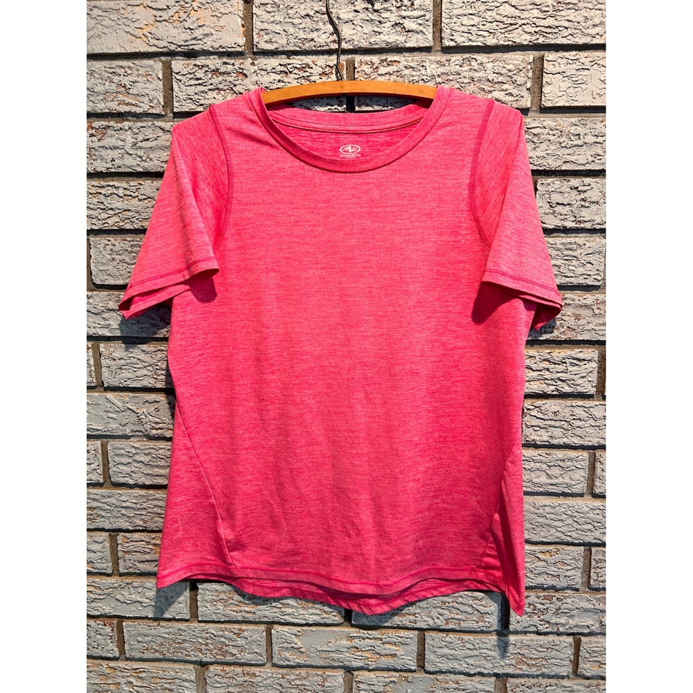 Athletic Works Womens Pink Heathered Short Sleeve Activewear T-Shirt Size M 8-10